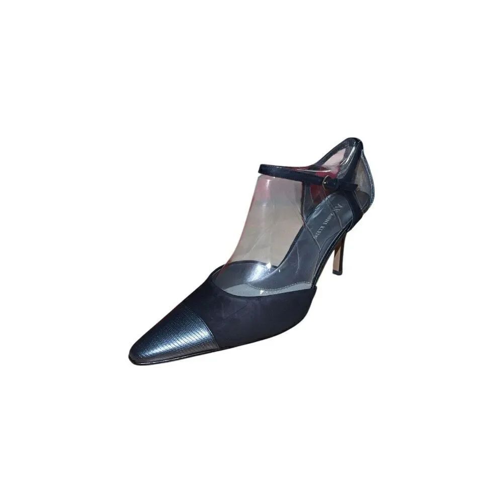 Anne Klein Strappy Pointed Toe Pumps - Black - Suede Womens Size 9.5 READ DESCRP